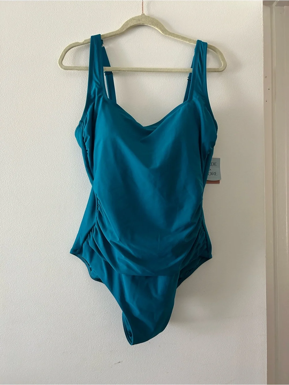 Shade & Shore Teal Square-Neck One-Piece Swimsuit - Picture 2 of 6